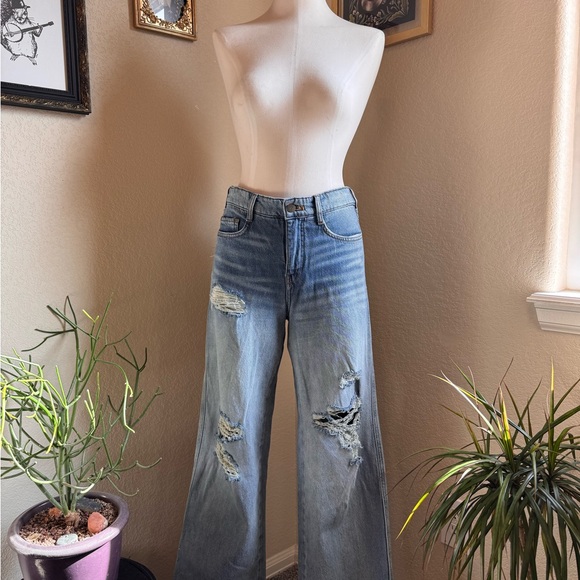 Anthropologie Denim - Anthropologie Pilot Blue Distressed Wide Leg Jeans
